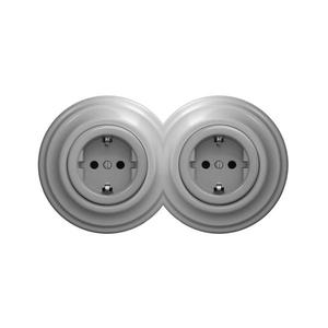 lap - Dvojitá retro zásuvka domovní s rámečkem SCHUKO 230V šedá 2xKA0053+2xKA0111 obraz