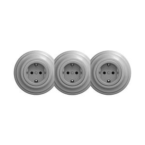 lap - Trojitá retro zásuvka domovní s rámečkem SCHUKO 230V šedá KA0054+2xKA0053+3xKA0111 obraz