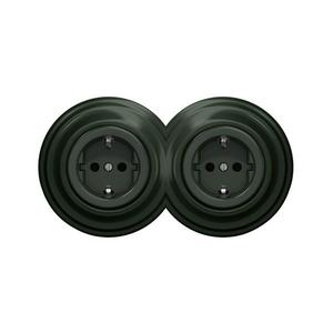 lap - Dvojitá retro zásuvka domovní s rámečkem SCHUKO 230V zelená 2xKA0062+2xKA0112 obraz