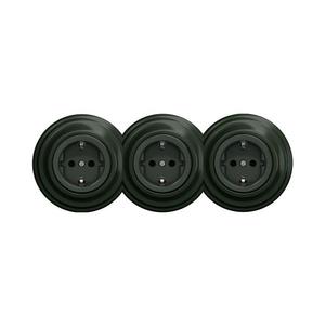 lap - Trojitá retro zásuvka domovní s rámečkem SCHUKO 230V zelená KA0063+2xKA0062+3xKA0112 obraz