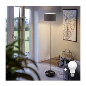 LED Stojací lampa TUNJA 1xE27/20W/230V pr. 30 cm černá/taupe 1xSA2187+1xEG32488 obraz