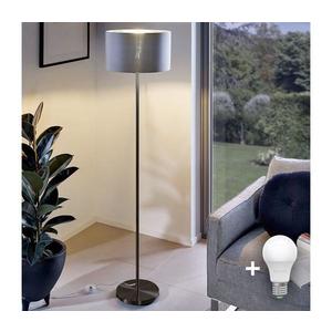LED Stojací lampa TUNJA 1xE27/20W/230V pr. 30 cm černá/šedá 1xSA2187+1xEG32489 obraz