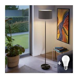 LED Stojací lampa TUNJA 1xE27/20W/230V pr. 38 cm černá/taupe 1xSA2187+1xEG32483 obraz