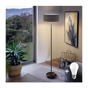 LED Stojací lampa TUNJA 1xE27/20W/230V pr. 38 cm černá/hnědá 1xSA2187+1xEG32474 obraz