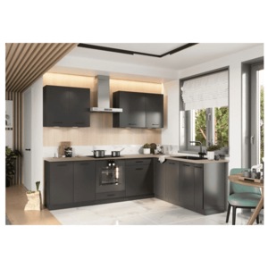 Artstolk Rohová kuchyňská linka ANIKA B | 200-260 cm grafit Provedení: s pracovní deskou obraz