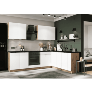 Artstolk Rohová kuchyňská linka GIANNA C | dub artisan/bílá 200-260 cm Provedení: s pracovní deskou obraz