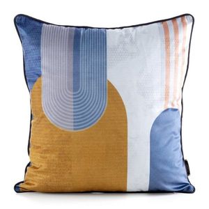 ArtFir Povlak na polštář VELVET 164 | modrá/hořčicová 45 x 45 cm obraz