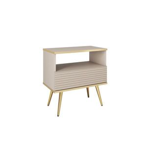 ArtPS Noční stolek BIJOU S-54 MDF | béžová / zlaté nohy obraz