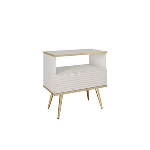 ArtPS Noční stolek BIJOU S-54 MDF | bílá / zlaté nohy obraz