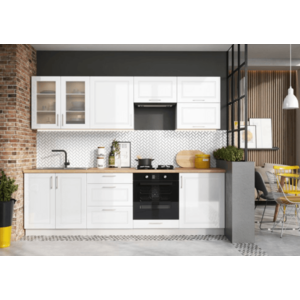 Artstolk Kuchyňská linka NATALIA | bílý lesk 260 cm obraz
