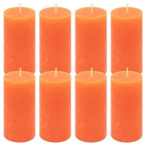 Oranžová parafínová svíčka rustikální 10 cm, 25 h, sada 8 ks obraz