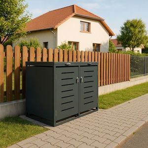 Přístřešek na 2 popelnice 240 l kovový antracit obraz