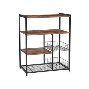 VASAGLE kuchyňský regál s koši, policemi a háčky 80×35×95 cm obraz
