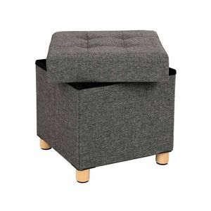 Taburet s úložným prostorem 38×38×40 cm, tmavě šedý obraz