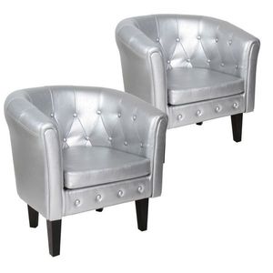 Miadomodo 89127 MIADOMODO Sada křesel Chesterfield, 58x71x70 cm, stříbrná obraz