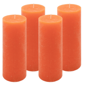 Oranžová parafínová svíčka rustikální, 20 cm, 90 h, 4 ks obraz