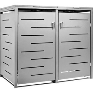 Stilista 91237 STILISTA Skříň na 2 popelnice 132 x 80 x 116 cm, stříbrná obraz