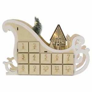 Vánoční adventní kalendář, sáně, 10 LED, na baterie obraz
