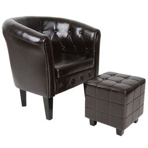 Miadomodo 74115 Křeslo s taburetem Chesterfield, hnědé obraz