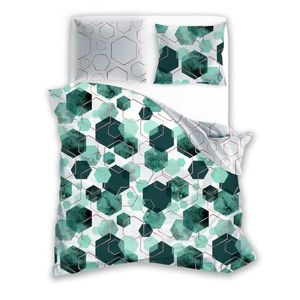 Faro Bavlněné saténové povlečení MILAGRO VERDE 009 140x200 cm + 70x90 cm zelené/šedé obraz