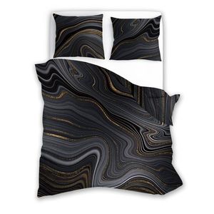 Faro Bavlněné saténové povlečení NOBILE 005 160x200 cm + 2x 70x80 cm černé/zlaté obraz