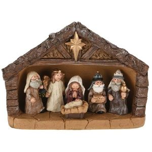 H&S Decoration Betlém s 6 postavičkami BET 24 cm hnědý obraz