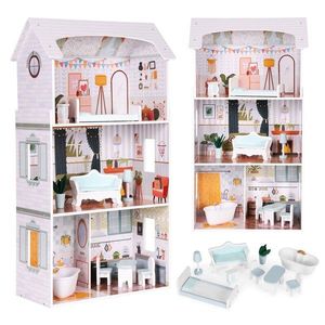 ECOTOYS Domeček pro panenky s nábytkem ALICE bílý obraz