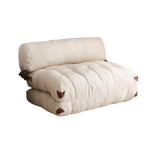 Hanah Home Dvoumístná futonová rozkládací pohovka Kadife Teddy krémová obraz