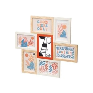 GIFTDECOR Fotorámeček na 6 fotografií HUIT červený/béžový/bílý obraz