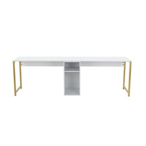 Kalune Design Kancelářská sestava pro 2 osoby TWIN bílá/zlatá obraz