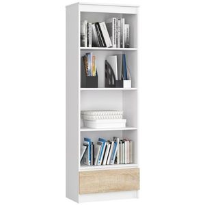 Ak furniture Kancelářský regál Rexa 60 cm 1 šuplík a 4 police bílý/sonoma obraz