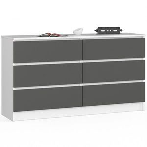 Ak furniture Komoda Kuba 140 cm 6 šuplíků bílá/grafitová obraz
