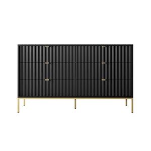 Piaski Komoda Nova 154 cm se zásuvkami černá/zlatá obraz
