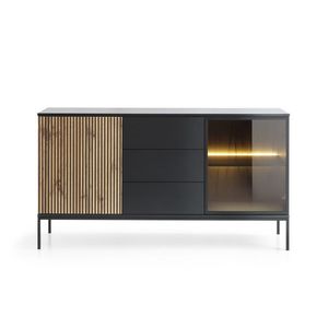 Piaski Komoda Sento s LED osvětlením 154 cm dub wotan/černá obraz