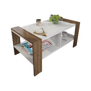 Kalune Design Konferenční stolek Erica bílý/ořech obraz