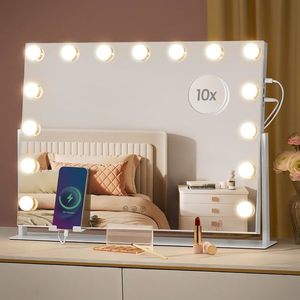 SONGMICS Kosmetické zrcadlo Komis s LED osvětlením bílé obraz