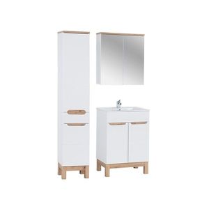 Comad Koupelnová sestava Bali 80 cm se skříňkami, zápustným umyvadlem a zrcadlem II dub wotan/bílá obraz