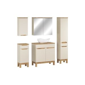 Comad Koupelnová sestava Bali Casad Cloud s deskou, umyvadlem, skříňkami a zrcadlem 80 cm kašmírová/dub wotan obraz