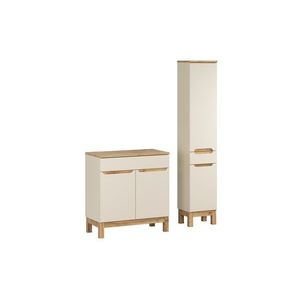 Comad Koupelnová sestava Bali Casad s deskou a skříňkami 80 cm kašmírová/dub wotan obraz
