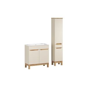 Comad Koupelnová sestava Bali Sky se zápustným umyvadlem a skříňkami 80 cm kašmírová/dub wotan obraz