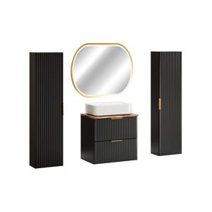 Comad Koupelnová sestava Casad Nature Magic s deskou, umyvadlem, skříňkami a zrcadlem 60 cm černá obraz
