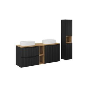 Comad Koupelnová sestava Nova Black se skříňkami a umyvadly 140 cm černá/dub evoke obraz