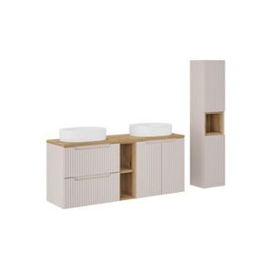 Comad Koupelnová sestava Nova Cashmere se skříňkami a umyvadly 140 cm kašmírová/dub evoke obraz