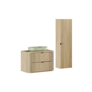 Comad Koupelnová sestava Ovalia River s deskou, umyvadlem a skříňkami 80 cm dub Cremona obraz