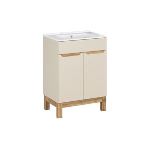 Comad Koupelnová skříňka Bali Lava se zápustným umyvadlem 60 cm kašmírová/dub wotan obraz