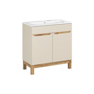 Comad Koupelnová skříňka Bali Sky se zápustným umyvadlem 80 cm kašmírová/dub wotan obraz