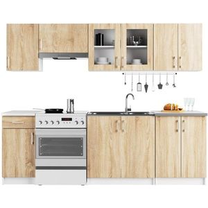 Ak furniture Kuchyňská linka Olivie 2, 4 m prosklená bílá/dub sonoma obraz