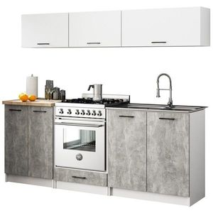 Ak furniture Kuchyňská linka Olivie G1 2 m bílá/beton/dub sonoma obraz