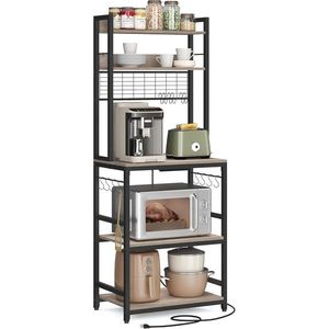 SONGMICS Kuchyňský regál Vasagle Muse 60 cm šedo-béžový/černý obraz