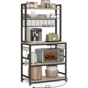 SONGMICS Kuchyňský regál Vasagle Muse 80 cm šedo-béžový/černý obraz
